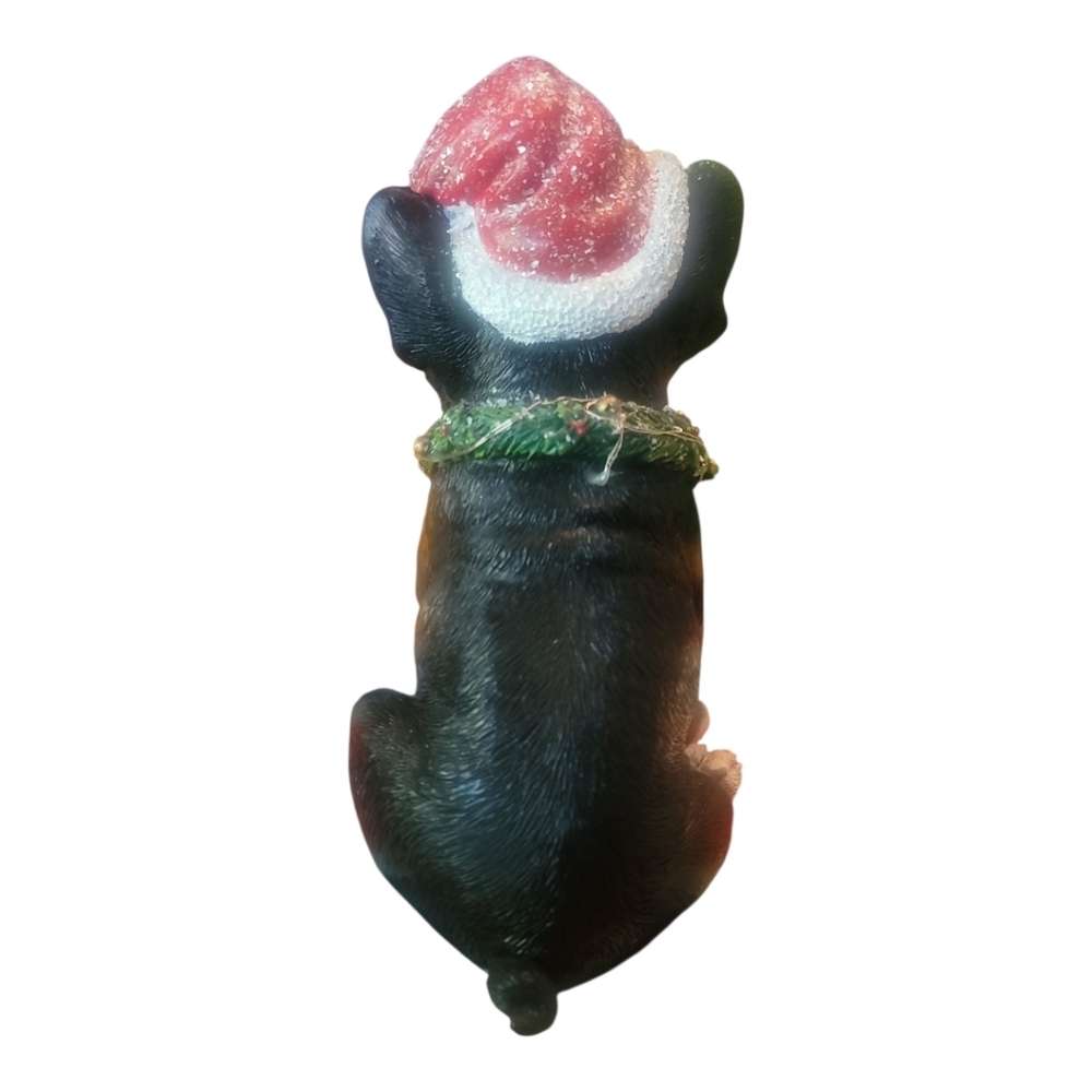 Festive light up Christmas Santa hat frenchie french bulldog Dog Figurine statue - Picture 5 of 7